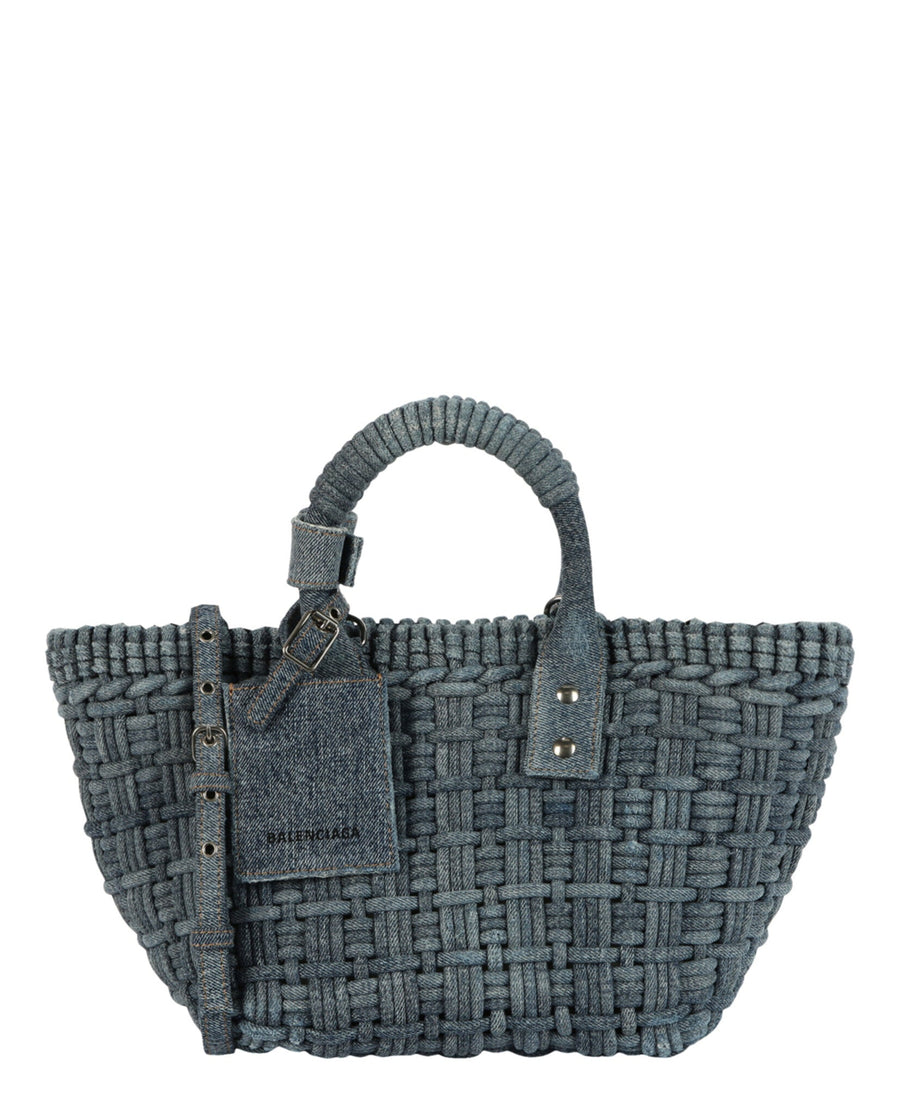 Balenciaga Denim (Cotton) top handle bag in blue