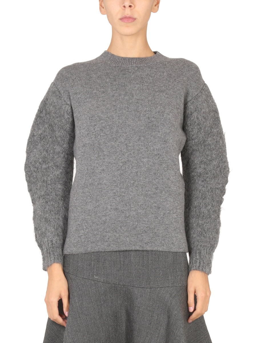 Wool Jersey Crossbar Design Grey Cashmere Jumpers
