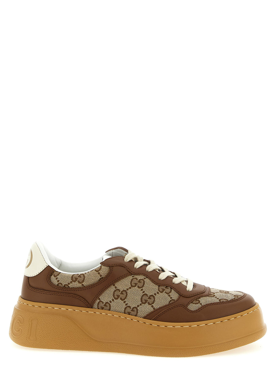 Gucci GG Monogram Canvas and Leather Sneaker — Brown