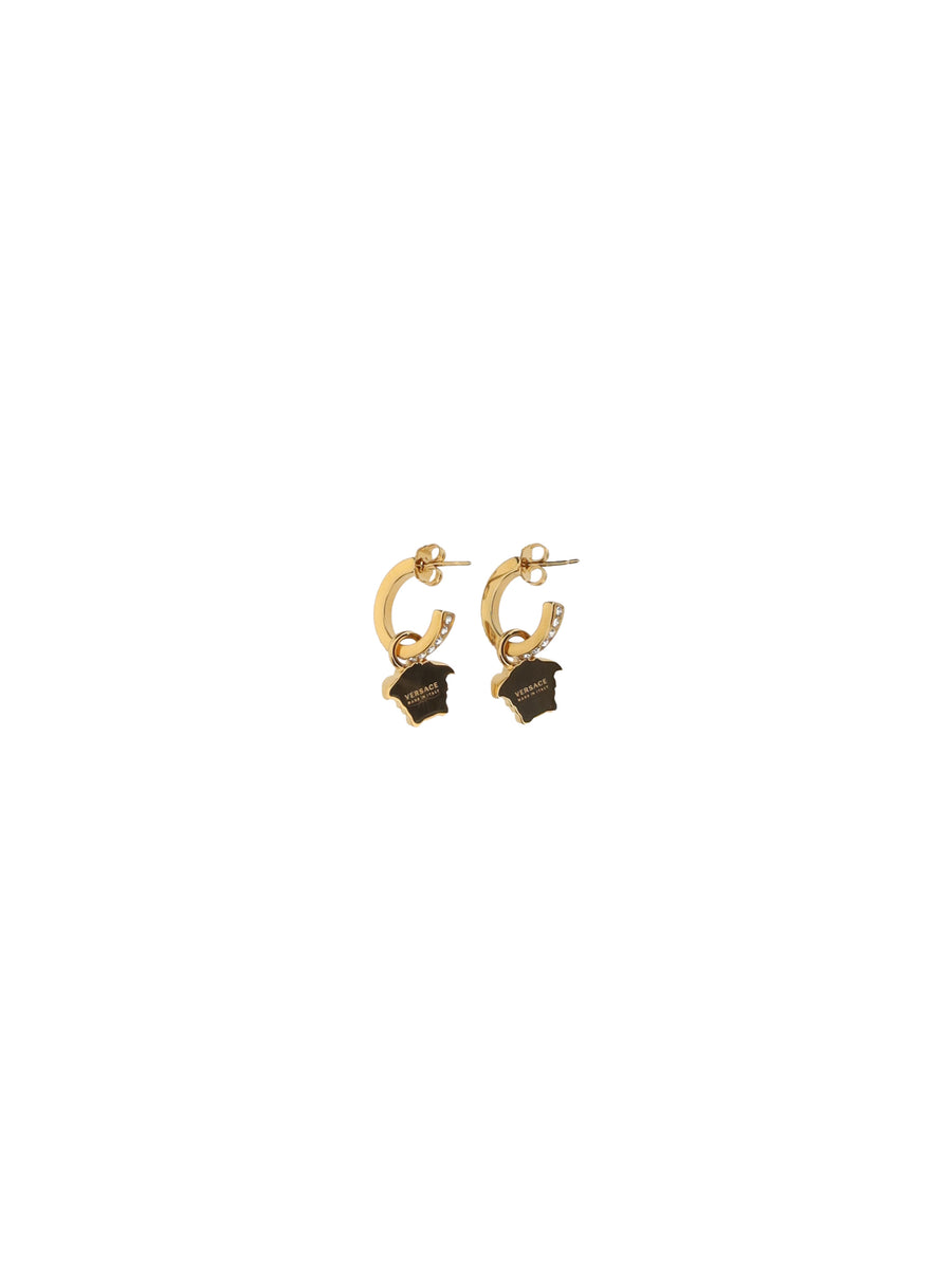 Drop Earrings Medusa Head Gold Crystal Metal