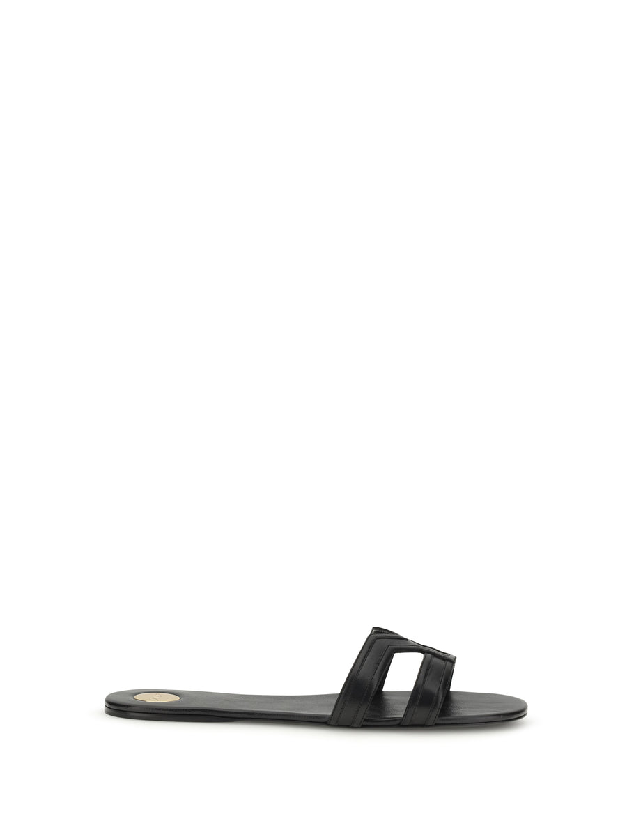 Smooth Leather Mabrouka Sandals Black Calf Bos Taurus