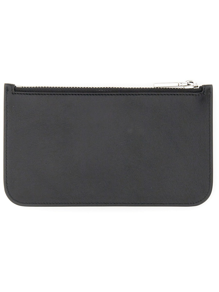 Pouch With Logo Black Leather Clutch Bags