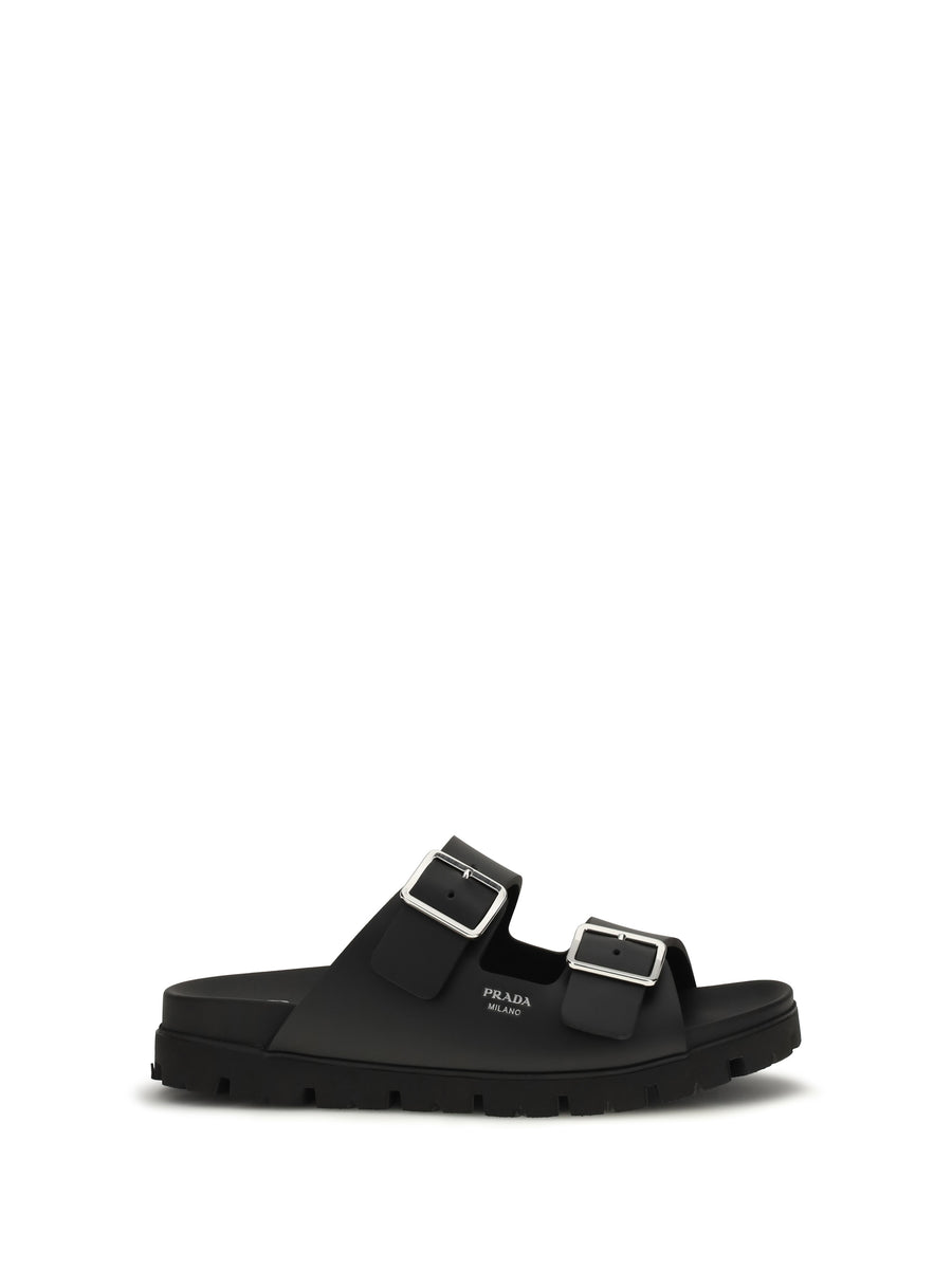 Prada Upper: 100% calf leather; Sole: 100% rubber sandals in black