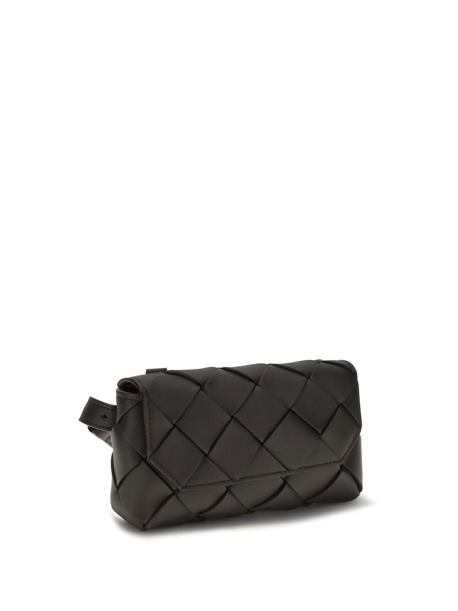 Leather Fanny Pack Intrecciato Espresso-Silver Espresso/silver Calf Shoulder Bags