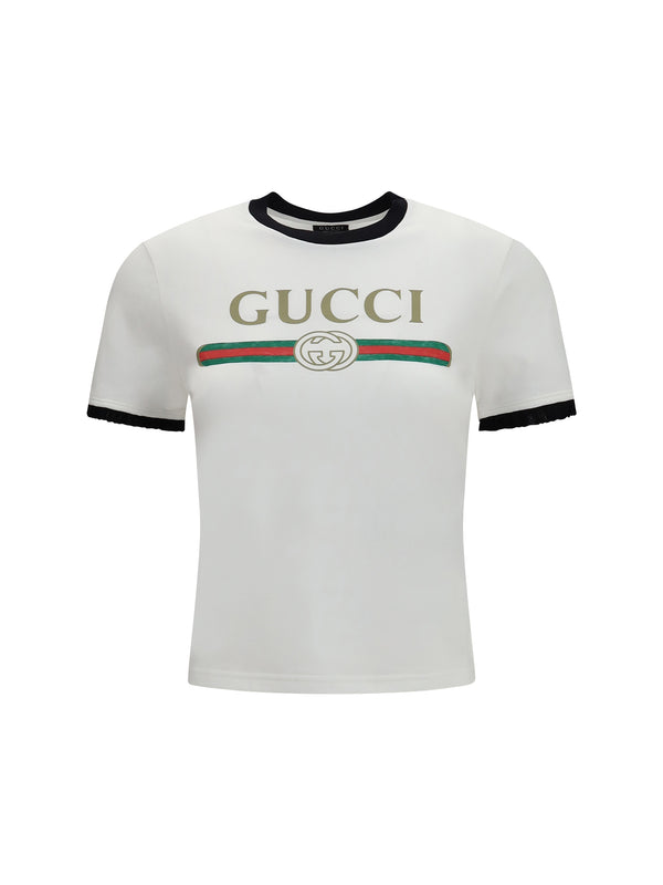 Printed Cotton Jersey T-Shirt White/mc T-shirts