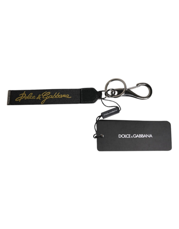 Dolce & Gabbana 85% Nylon 13% Brass 2% Leather key case in black
