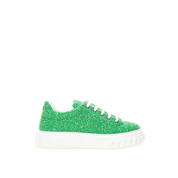 Casadei Knitted fabric with sequins sneaker in green