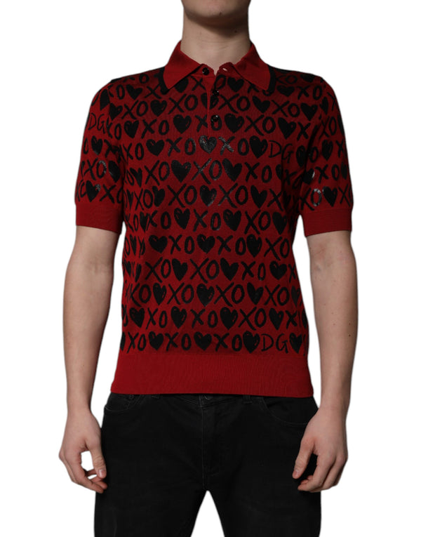 Dolce & Gabbana 56% Silk polo in red