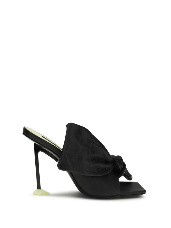 Boudoir Heeled Mules Black Lamb Ovis Aries Sandal