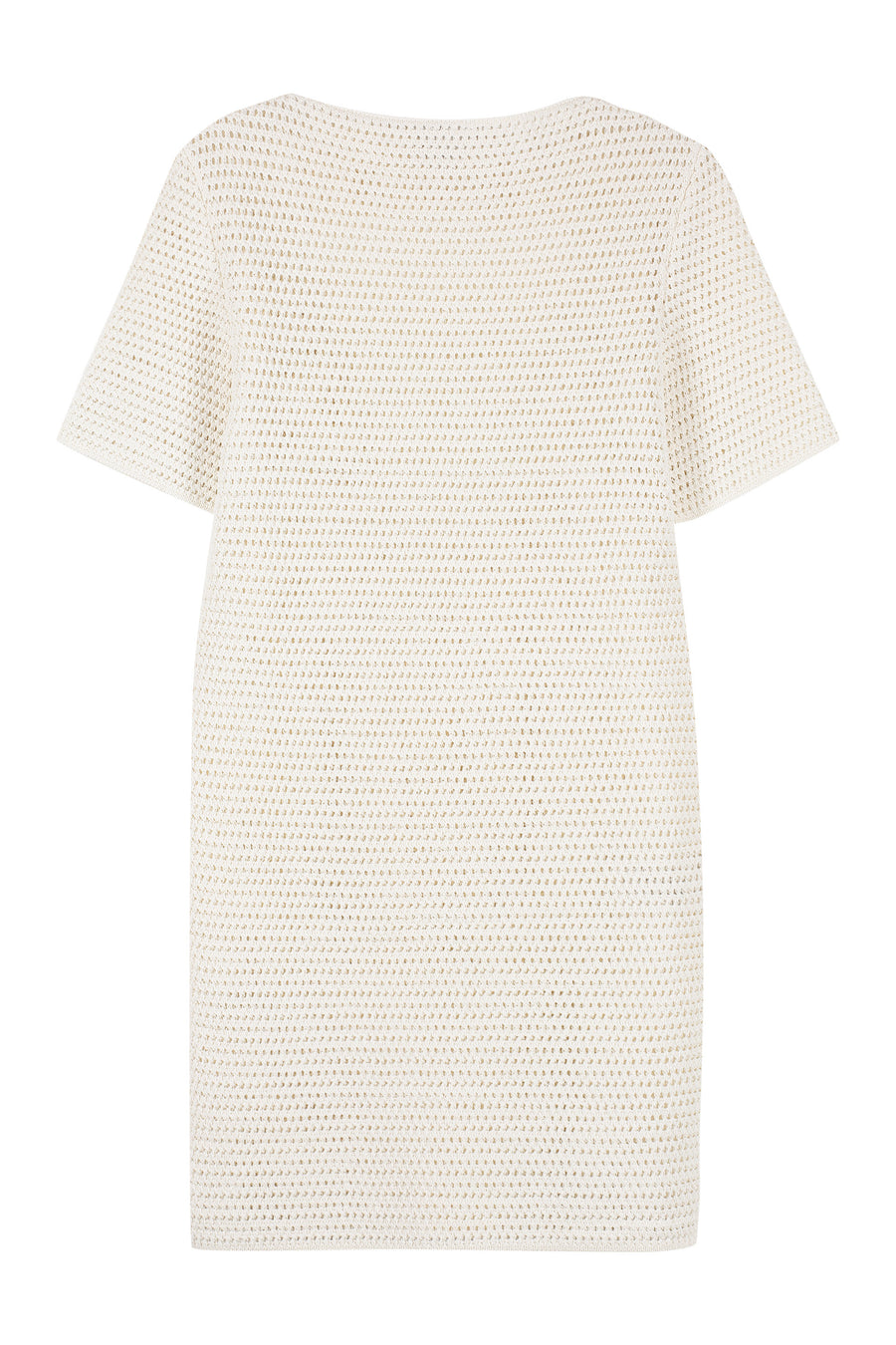 Lace-Effect Knitted Dress Cream Cotton