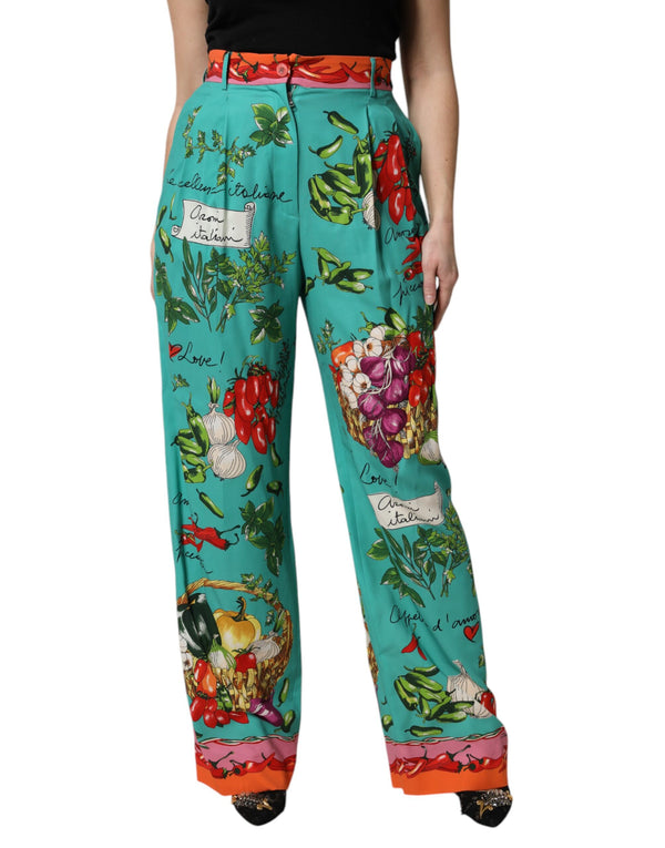 Dolce & Gabbana 95% Silk trousers in green
