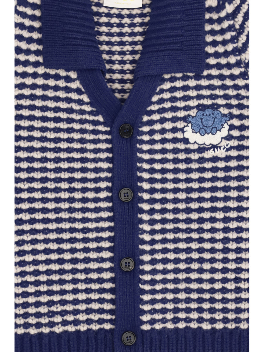Wool Cardigan Mr. Happy Ocean Night-Ivory Night/ivory
