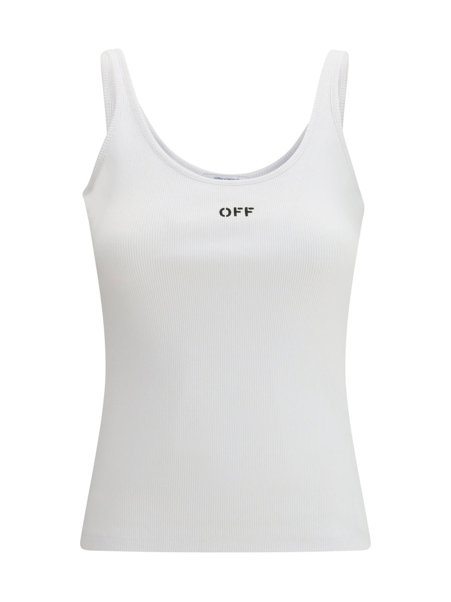 Off-White 98% Cotton tank top in white