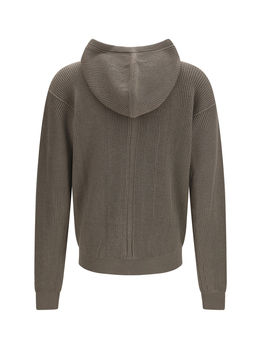 Hoodie Ribbed Virgin Wool Dust Fleece (ovis Aries) Knitwear