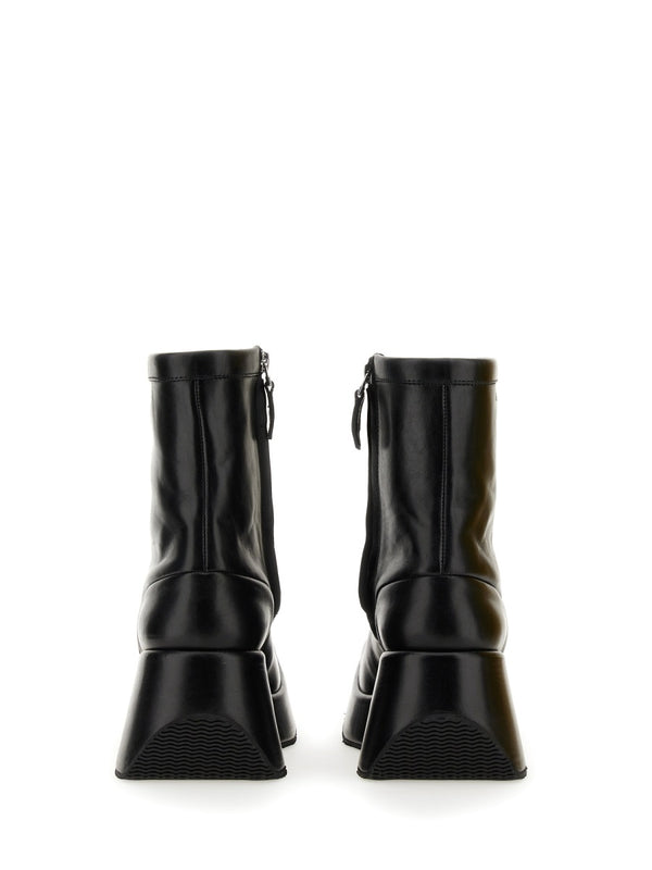 Ankle Boot With Square Toe Black Leather