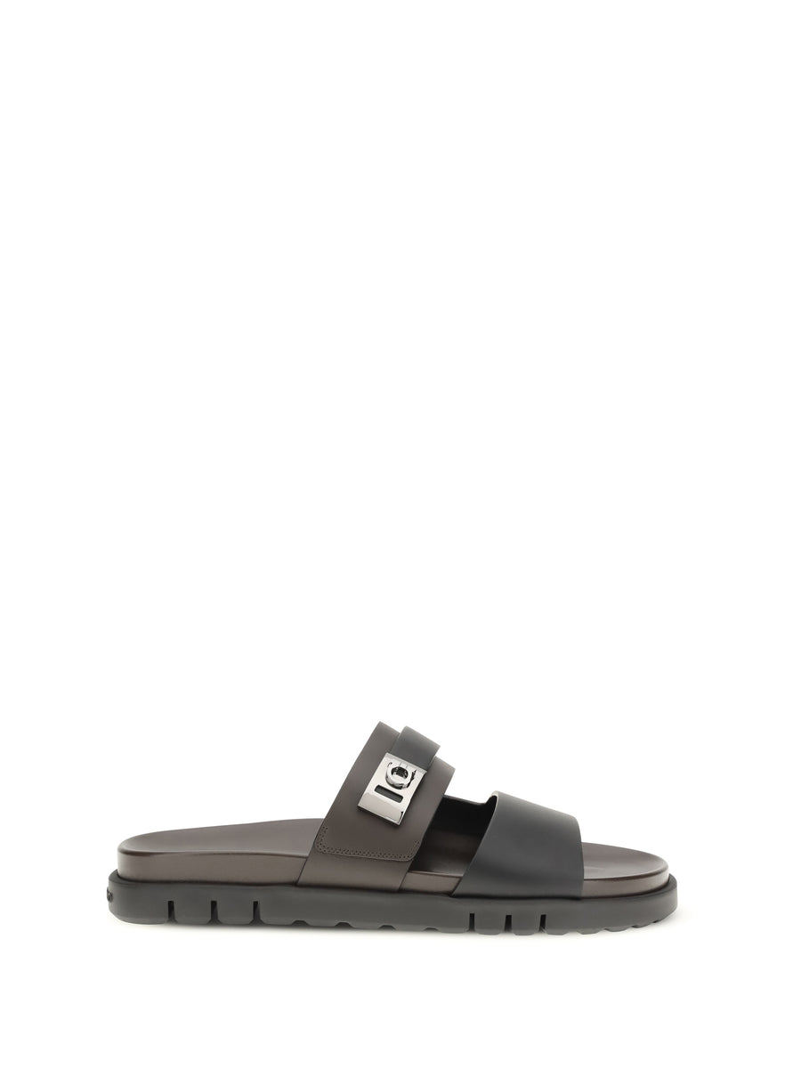 Ferragamo Upper: 100% calf leather; Sole: 100% rubber sandals in gray