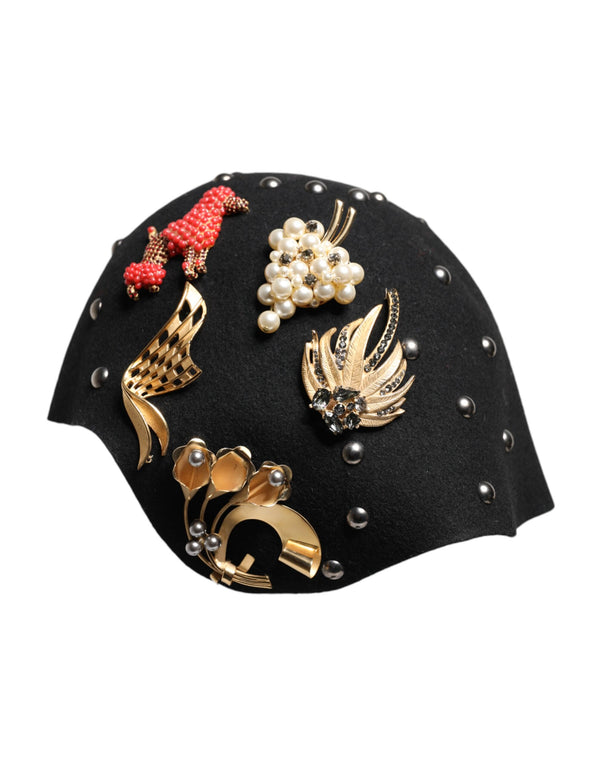Dolce & Gabbana HAT9650 100% Wool; 100% Silk lining cloche hat in black