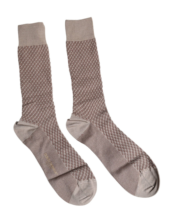 Brown Solid Dg Logo Mid Calf Men Socks Clothing