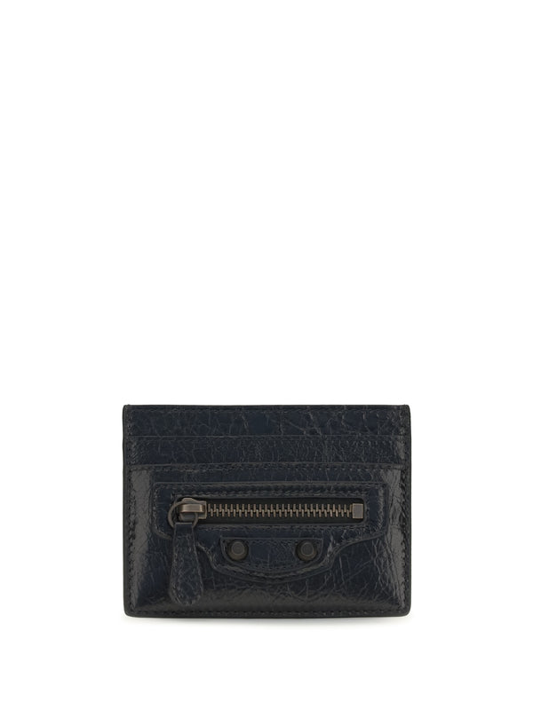 Balenciaga 100% lambskin card holder in black
