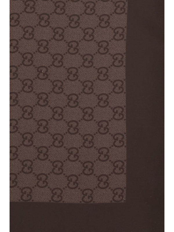 Scarf Gg Silk Twill Dark Brown Brown/d