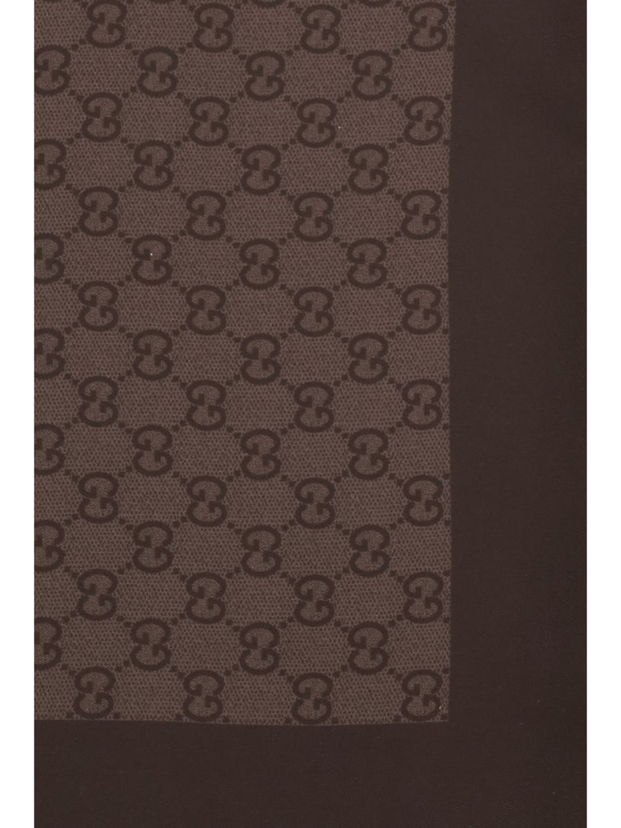 Scarf Gg Silk Twill Dark Brown Brown/d
