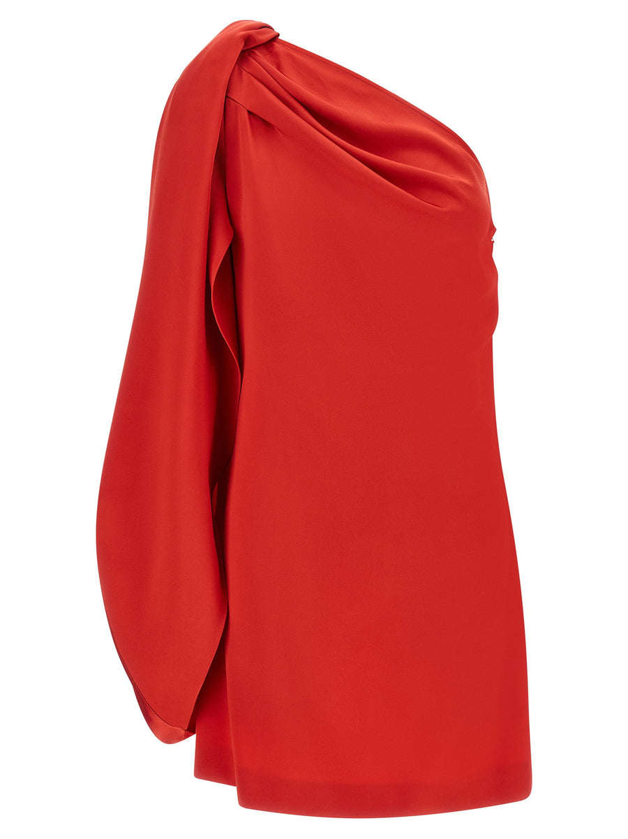 Stella Mccartney One-Shoulder Asymmetrical Dress — Red