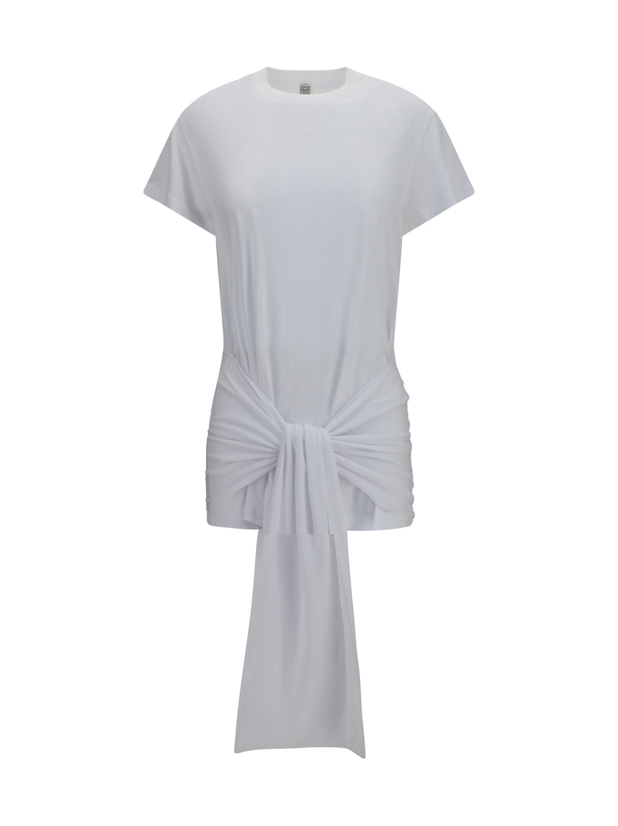 T-Shirt Draped-Waist Jersey White Lyocell