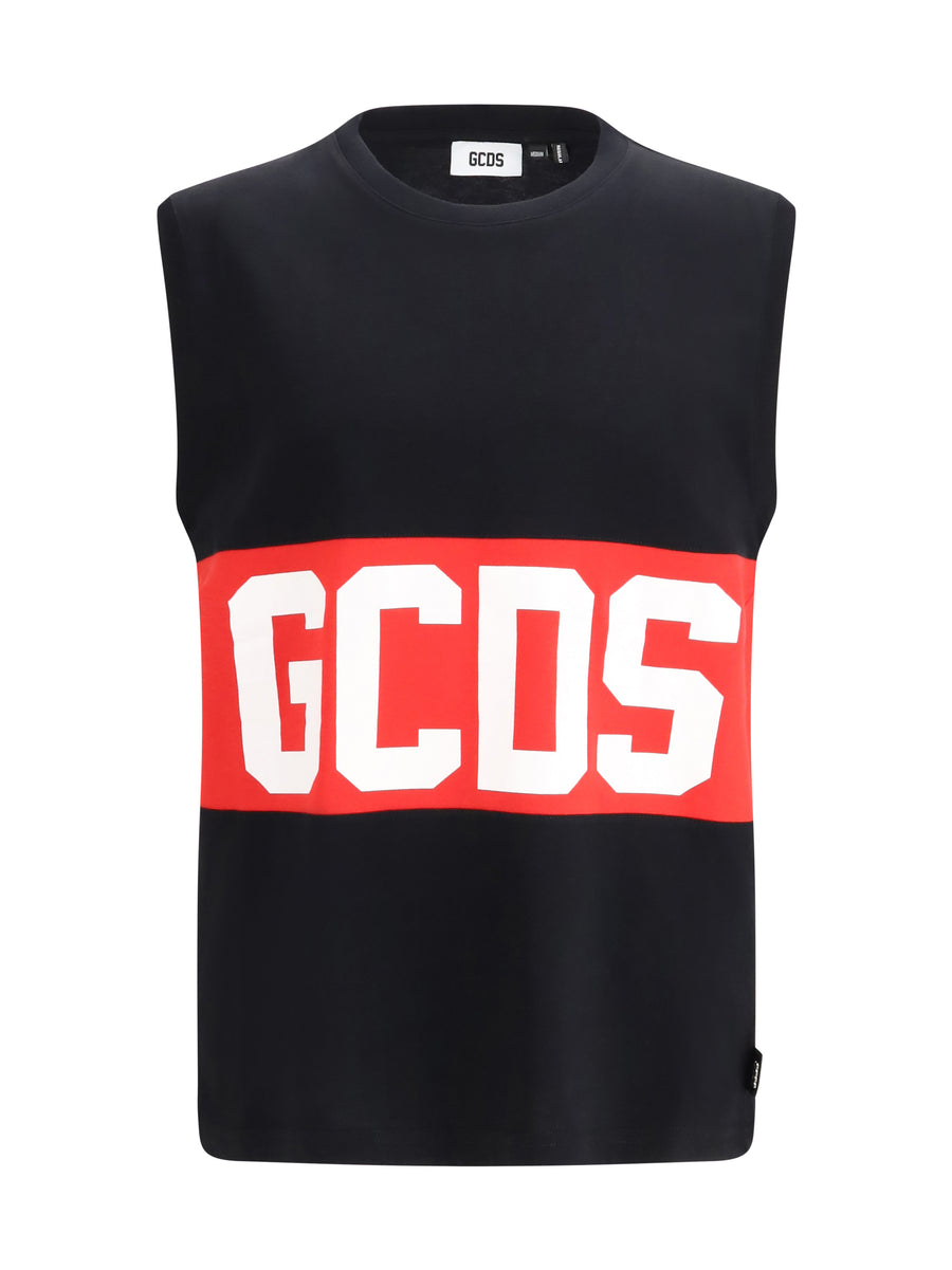 Tank Top With Logo Band Black-Red Black/red Cotton T-shirts