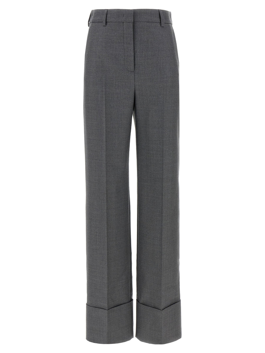 Valentino Garavani Virgin Wool Wide-Leg Trousers — Grey