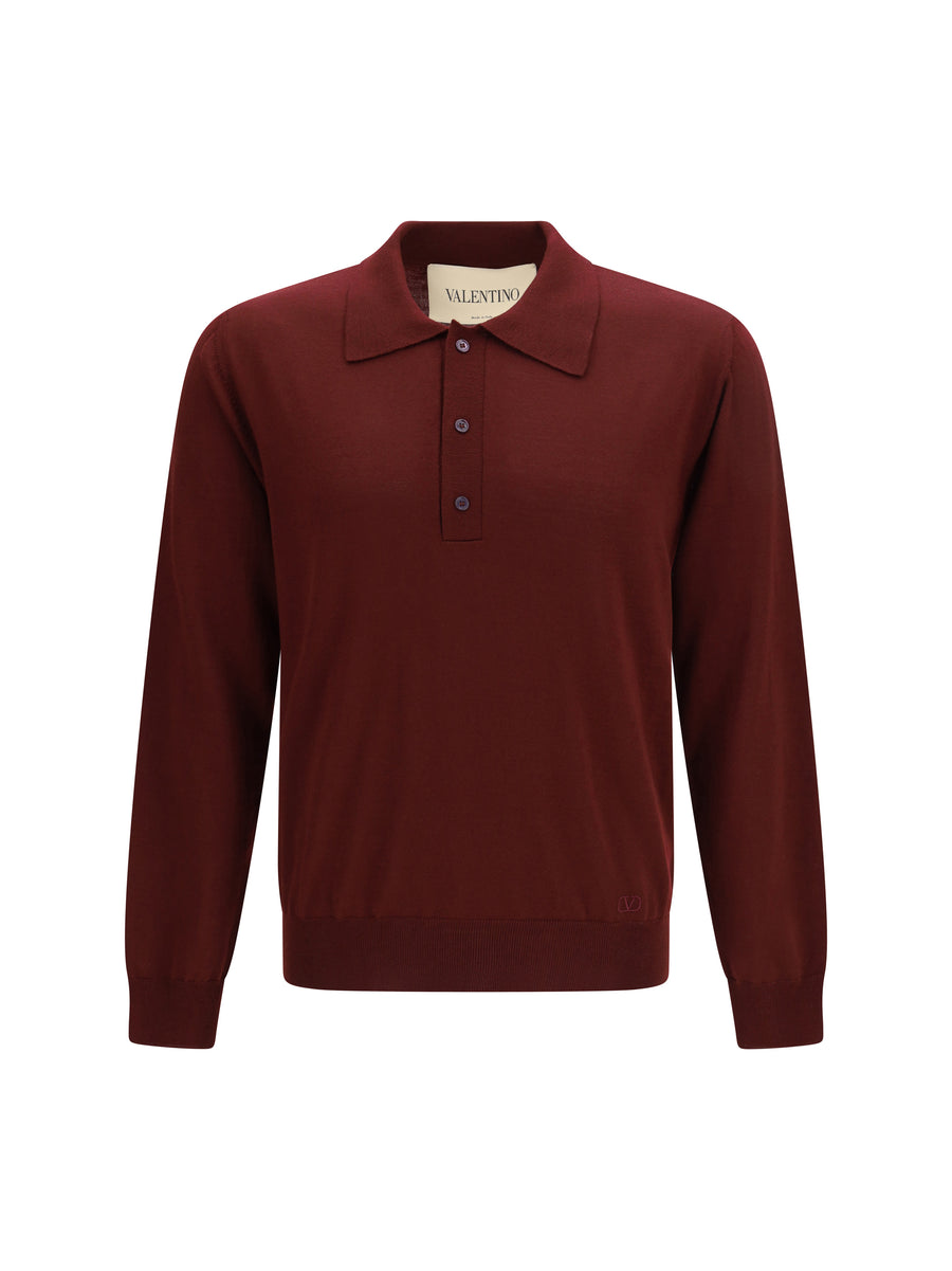 Polo Shirt Vlogo Bordeaux Merino Wool