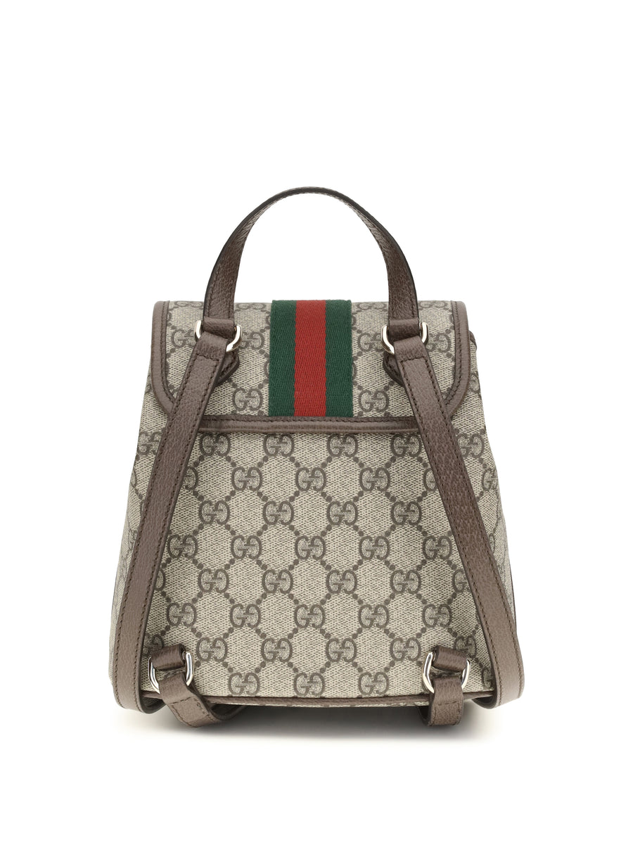 Backpack Mini Ophidia Coated Gg Beige Fabric Backpacks