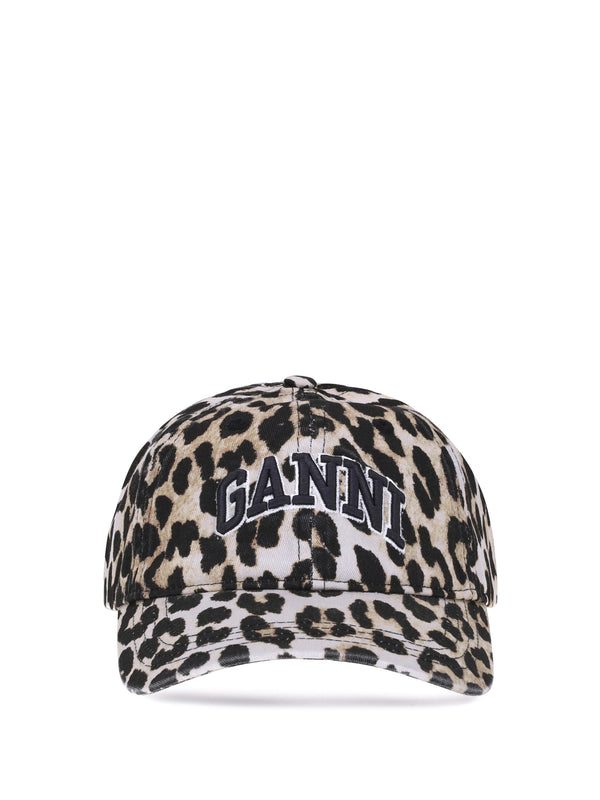 Ganni A6898 100% Cotton baseball cap in multicolor