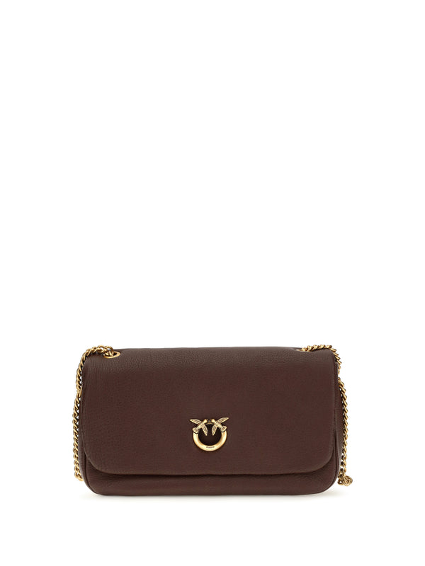 Love Birds Click Soft Horizontal Leather Shoulder Bag Castano Intenso-antique Gold Calf Bos Taurus