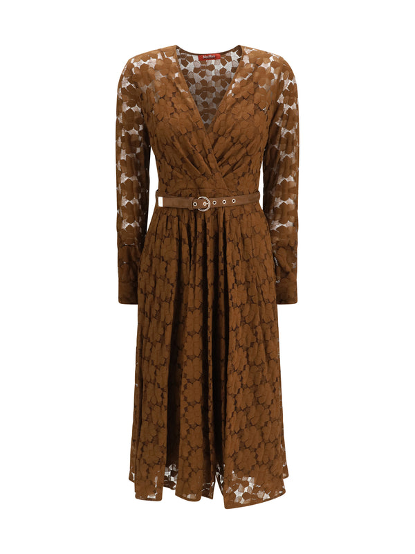 Max Mara Studio 86% Polyamide; 14% Cotton midi dress in brown