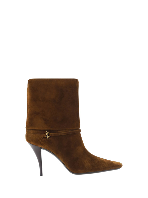 Saint Laurent 100% calf leather ankle boot in brown
