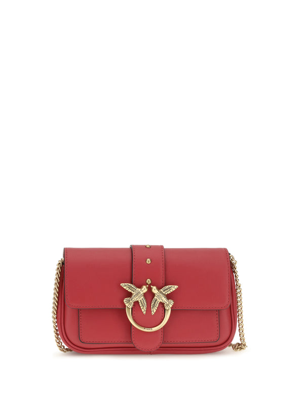 Pinko 100% Calf Leather Bos Taurus shoulder bag in red