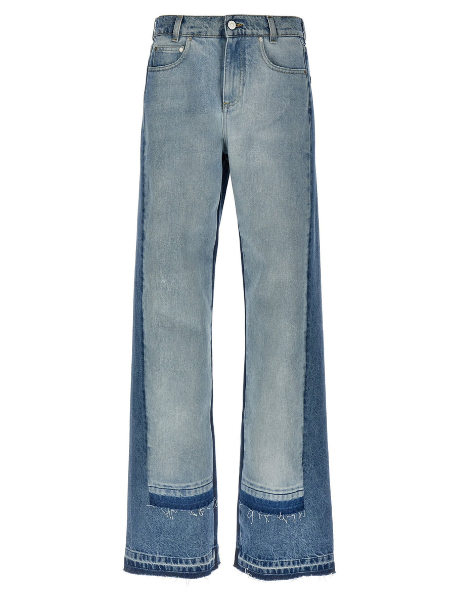 Stella Mccartney Two-Tone Layered Denim Jeans — Blue