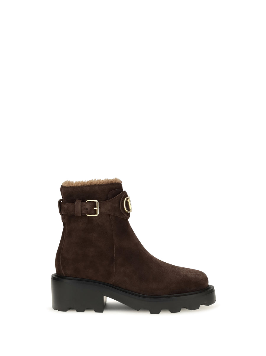 Vlogo Signature Leather Ankle Boots Ebony Brown/cammello