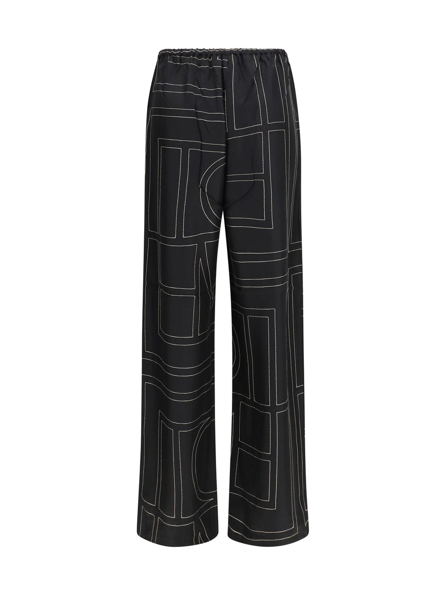 Pants Silk Monogram Black Trousers