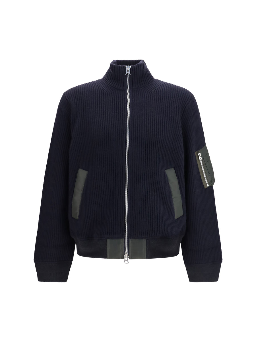 Ribbed Sweater Navy×d/khaki Wool Ovis Aries Jacket