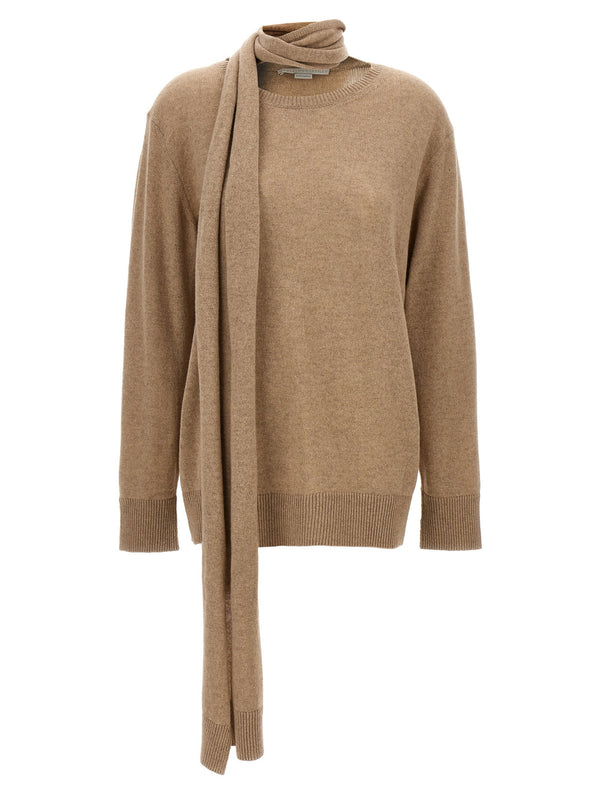 Stella Mccartney كشمير مزيج مع تفاصيل وشاح كنزة — بيج