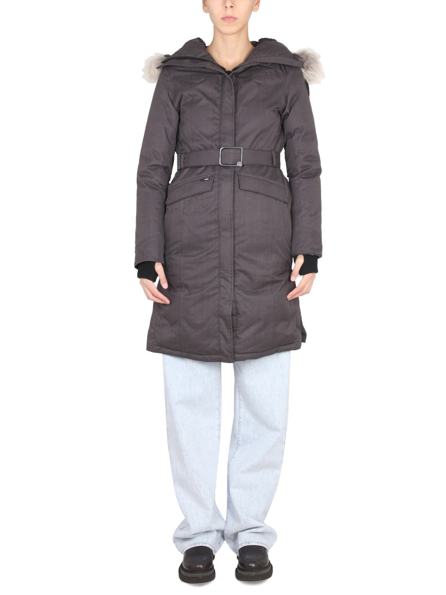 Morgan Parka With Drawstring Hood Grey Polyester Jacket