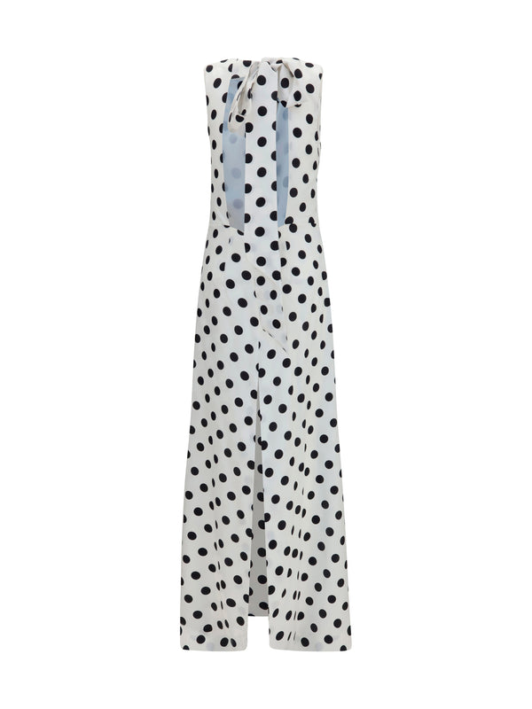 Sleeveless Maxi Dress Black-White Silk Black/white