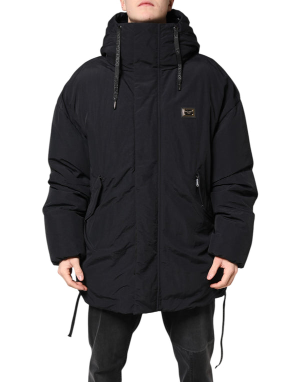 Dolce & Gabbana 100% Nylon parka jacket in black