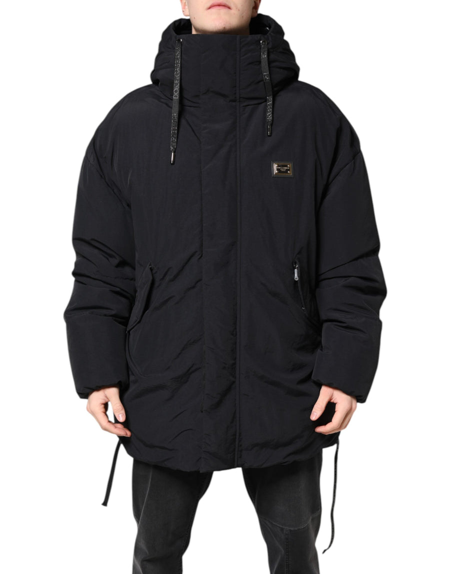 Dolce & Gabbana 100% Nylon parka jacket in black