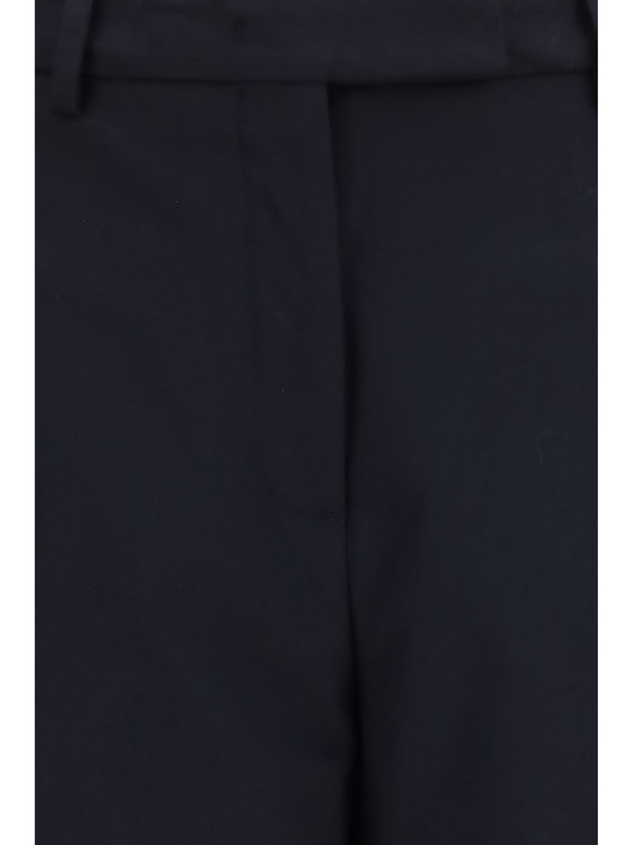 Trousers Straight-Leg Wool-Blend Night Blue Polyester