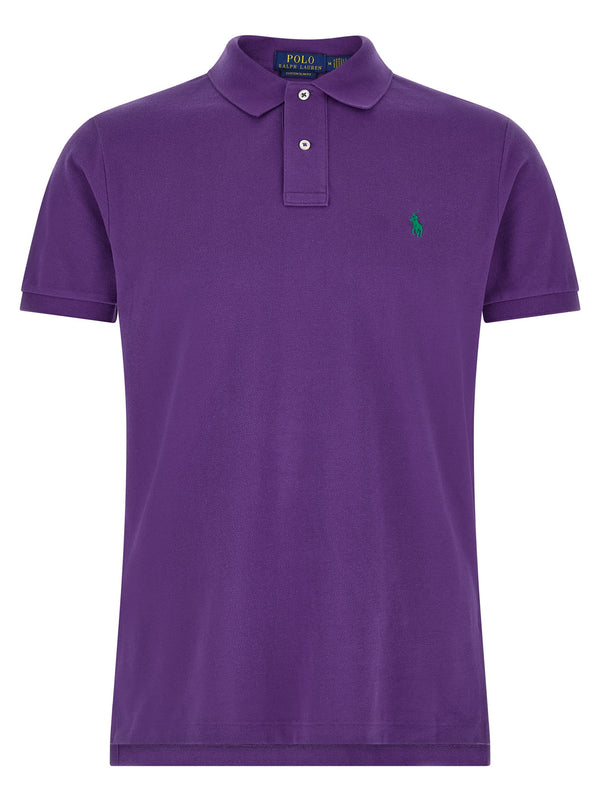 Polo Ralph Lauren Logo-Embroidered Piqué Cotton Polo — Purple