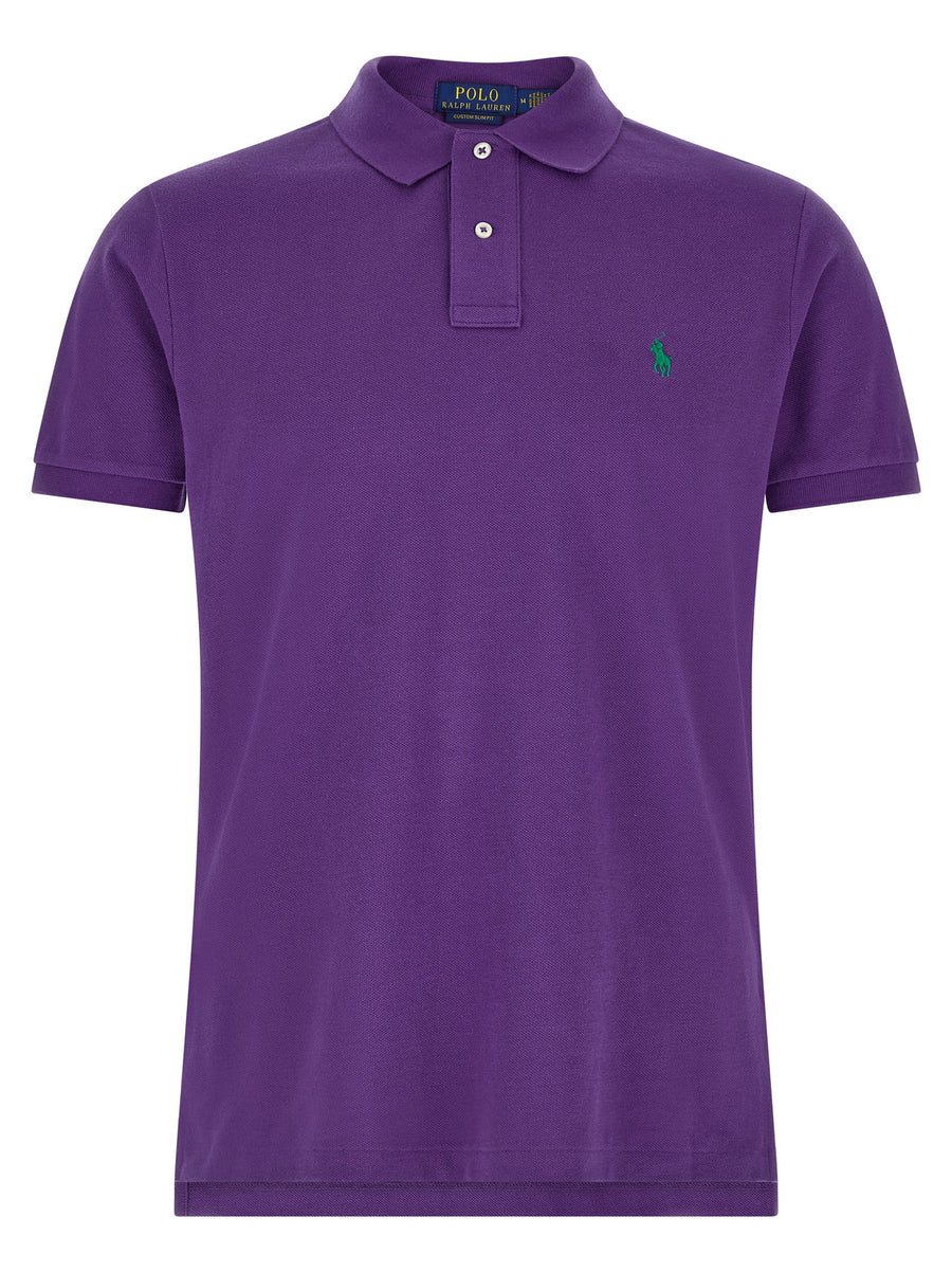 Polo Ralph Lauren Logo-Embroidered Piqué Cotton Polo — Purple