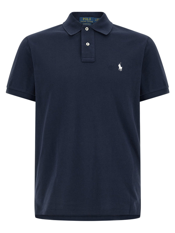 قمصان بولو بيكيه قطن مطرزة من Polo Ralph Lauren شعار — كحلي