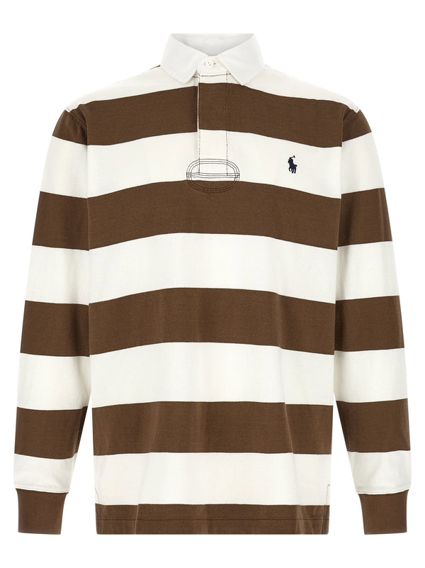 قميص بولو جيرسيه مخطط من Polo Ralph Lauren قطن — بني